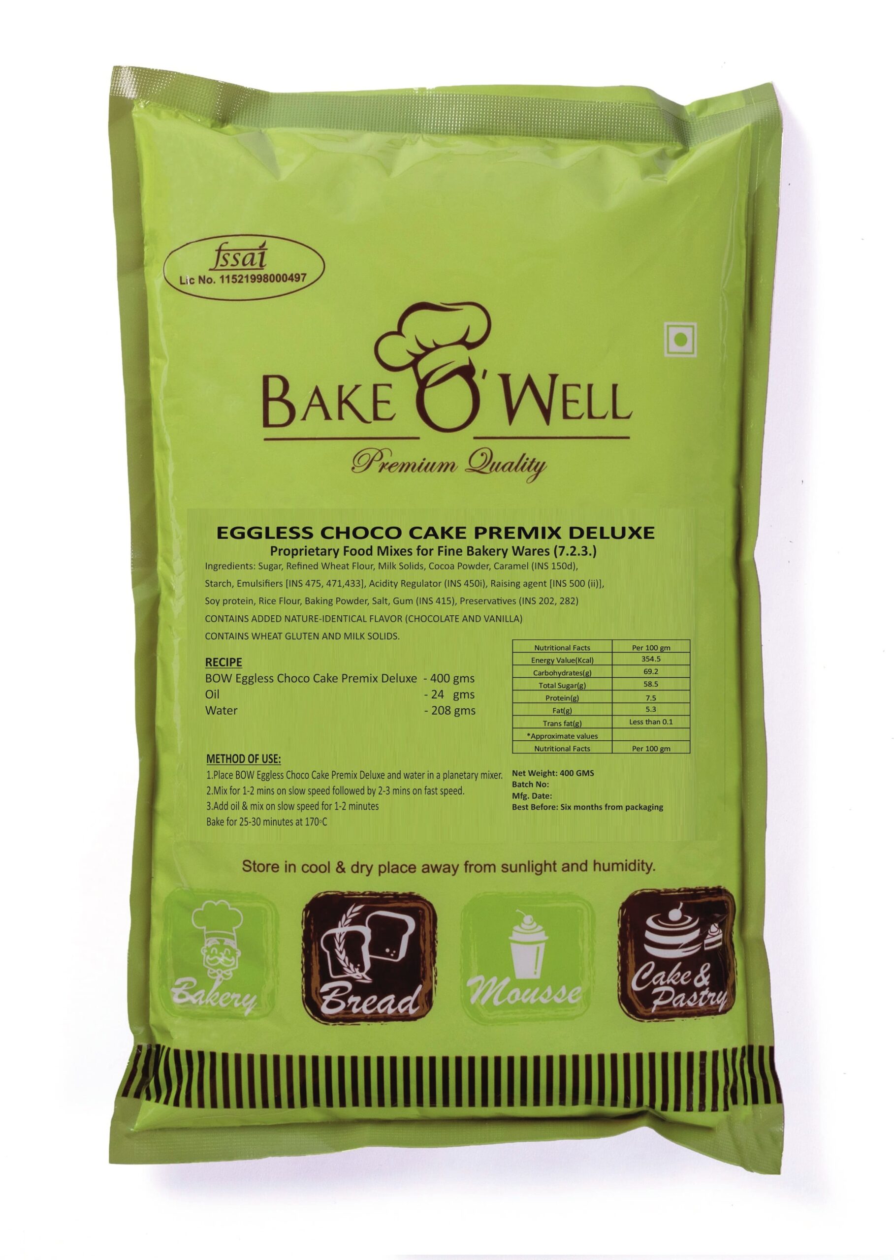 EGGLESS CHOCO CAKE PREMIX DELUXE 400 GMS