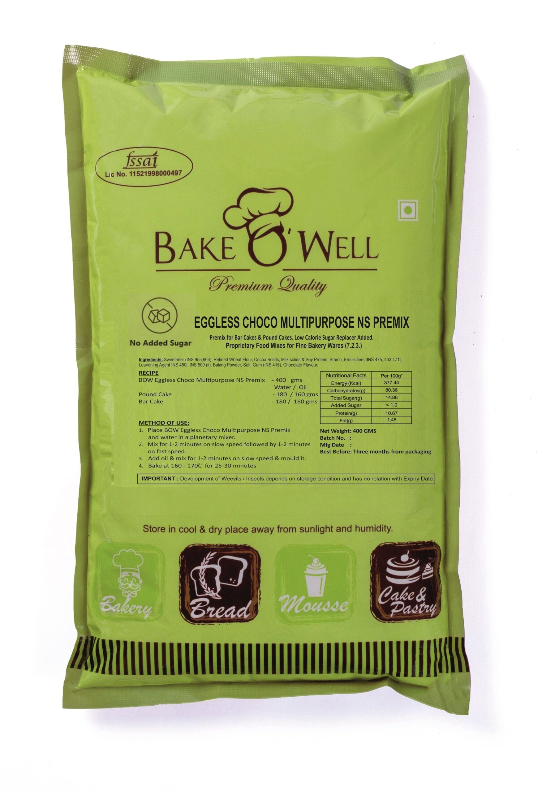 EGGLESS CHOCO MULTIPURPOSE NS 400GMS