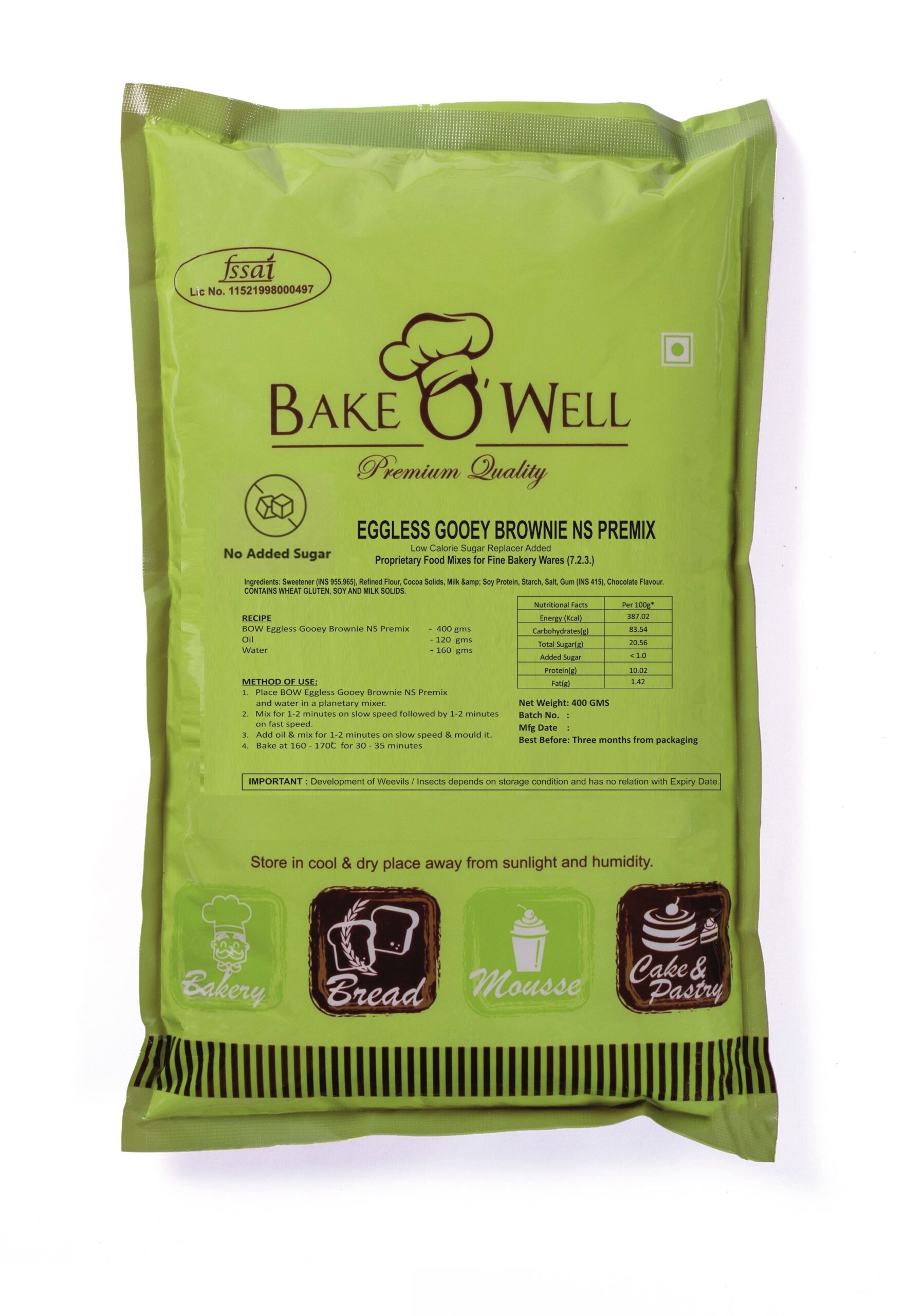 EGGLESS GOOEY BROWNIE NS PREMIX 400GMS