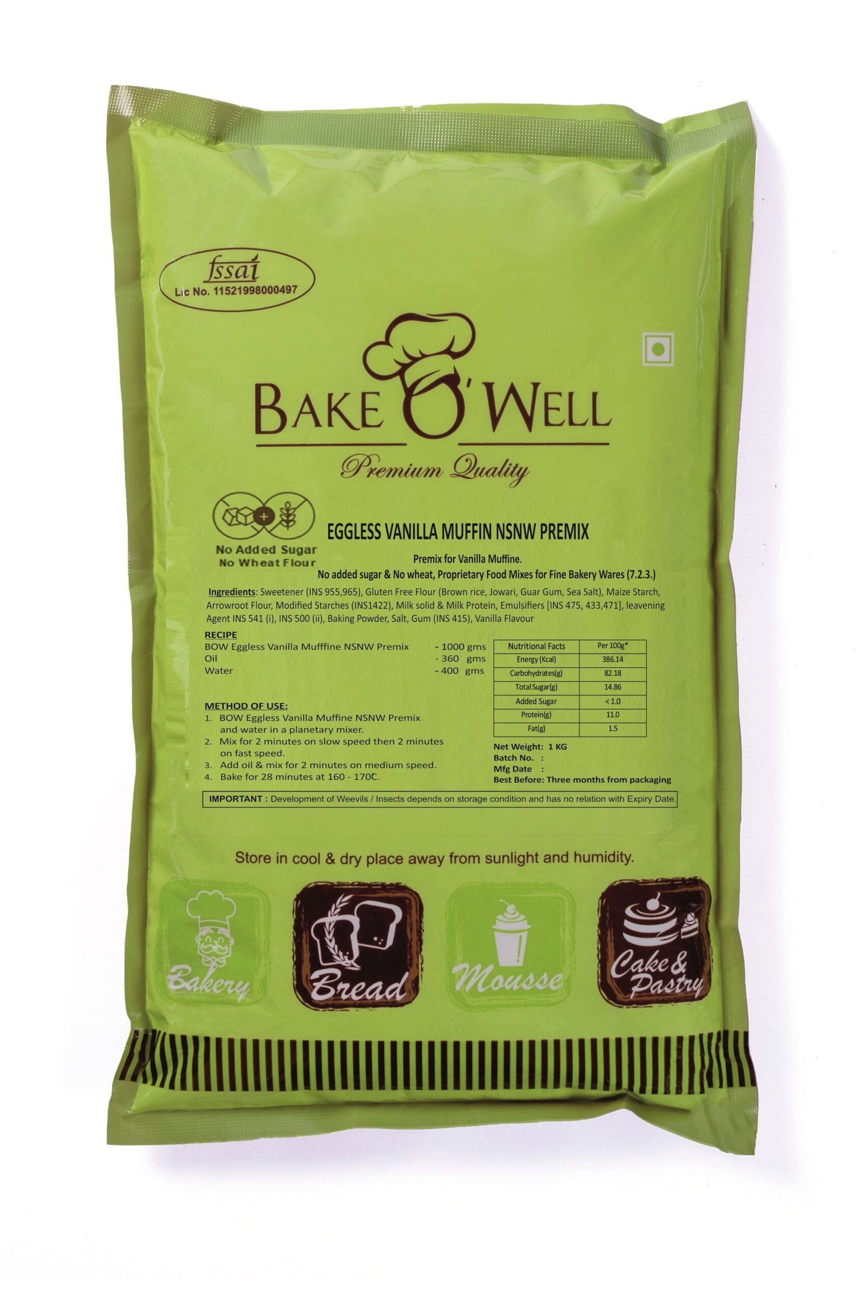 EGGLESS VANILLA MUFFIN NSNW PREMIX 1KG