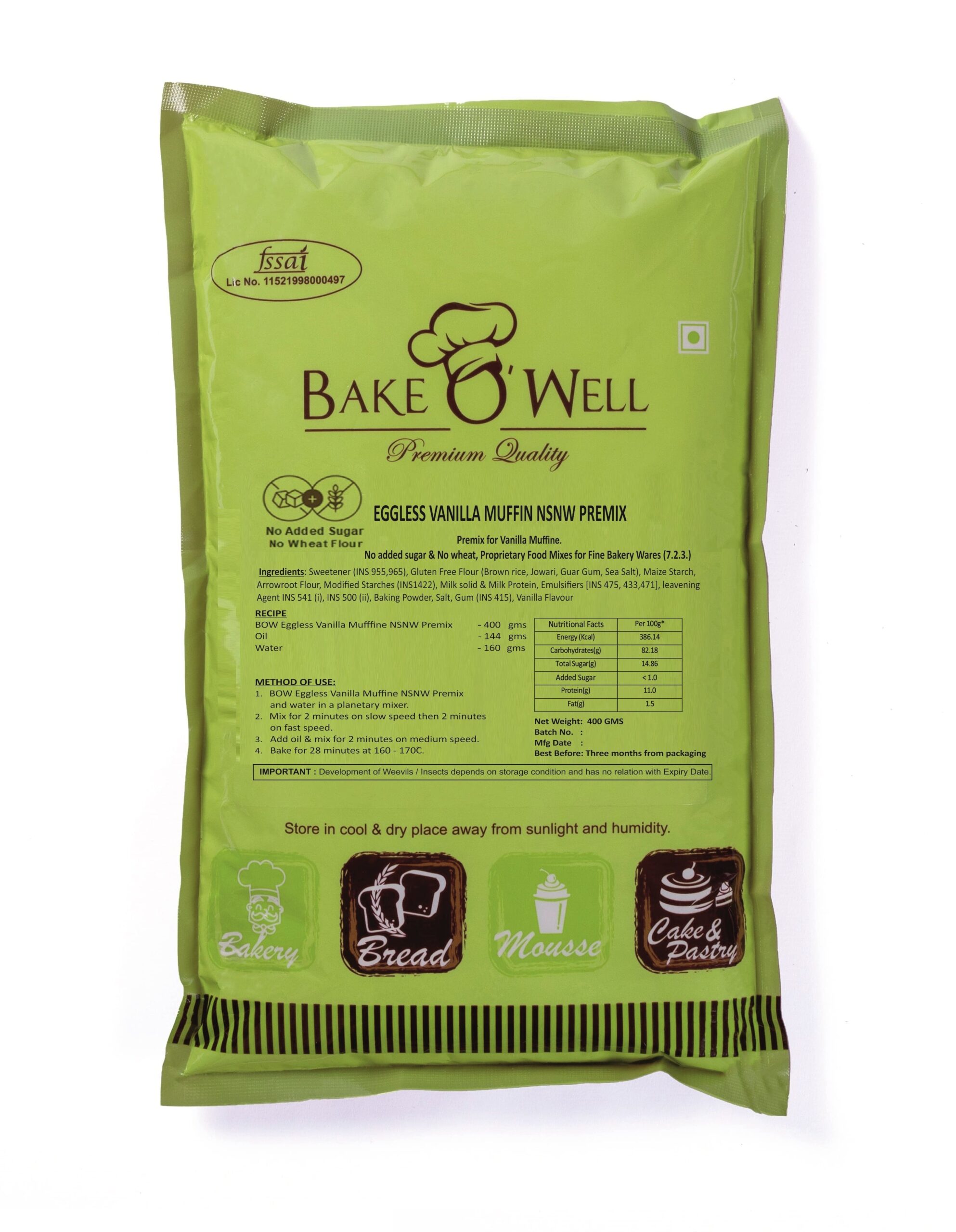 EGGLESS VANILLA MUFFIN NSNW PREMIX 400 GMS